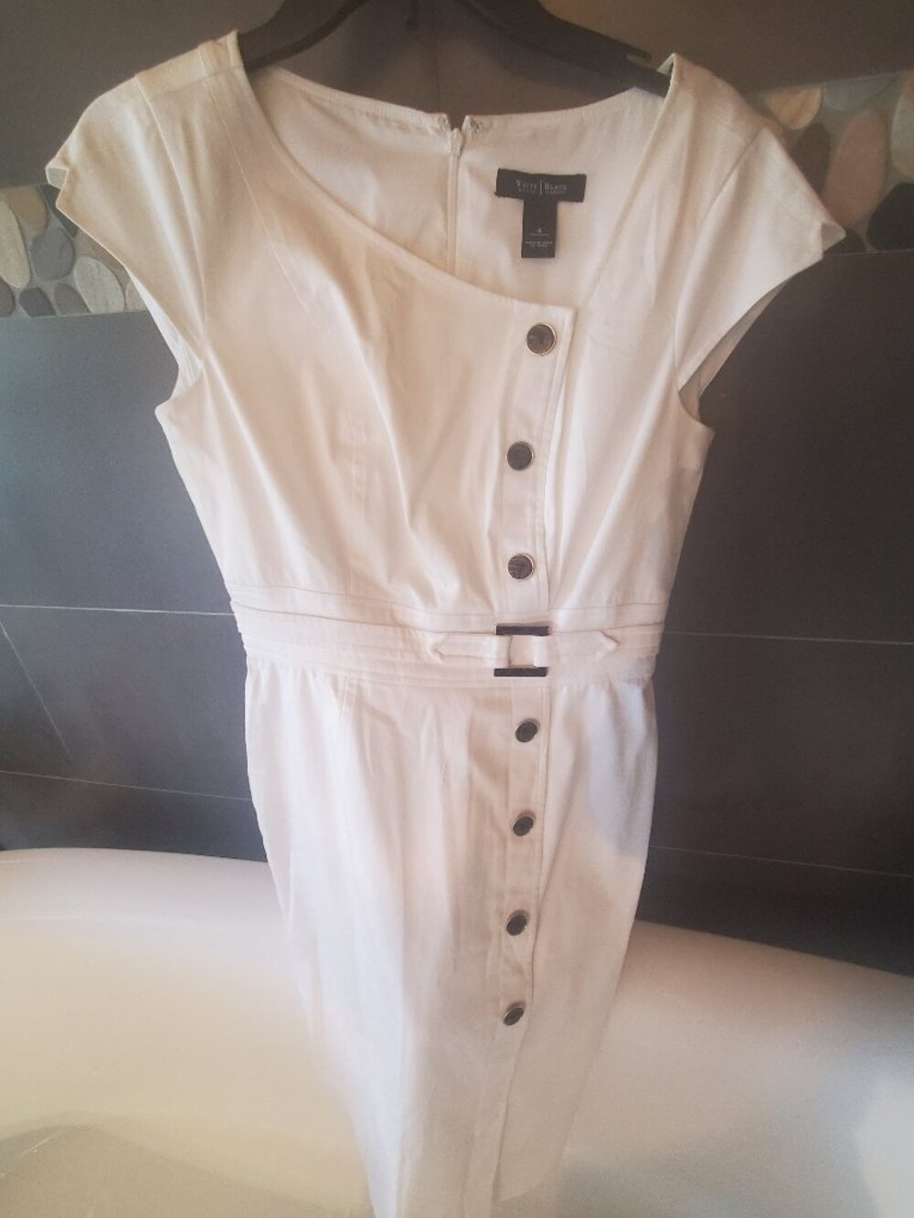 White House Black Market White Button Front Dress Size 4
